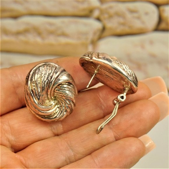 ISRAEL STERLING OMEGA EARRINGS, Gift for Her - Picture 7 of 10